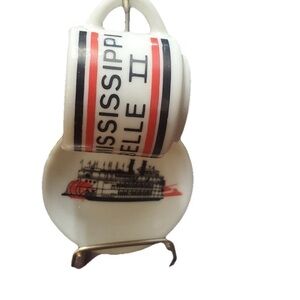 Mississippi Belle II Souvenir Mug and Saucer Set - Red and Black